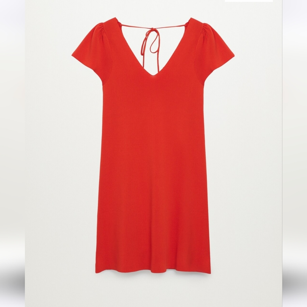 Mango Knitted ruched sleeve dress Sz 6 NWT